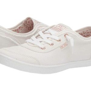 Bobs from Skechers Women's B Cute Memory-Foam Canvas Casual Sneakers, White